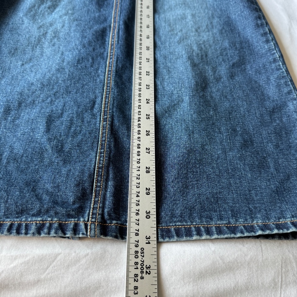 Vintage Y2K Old Navy Women's Denim Midi Jean Skirt Blue Size 16 Pockets 1/2 Slit - Picture 11 of 13